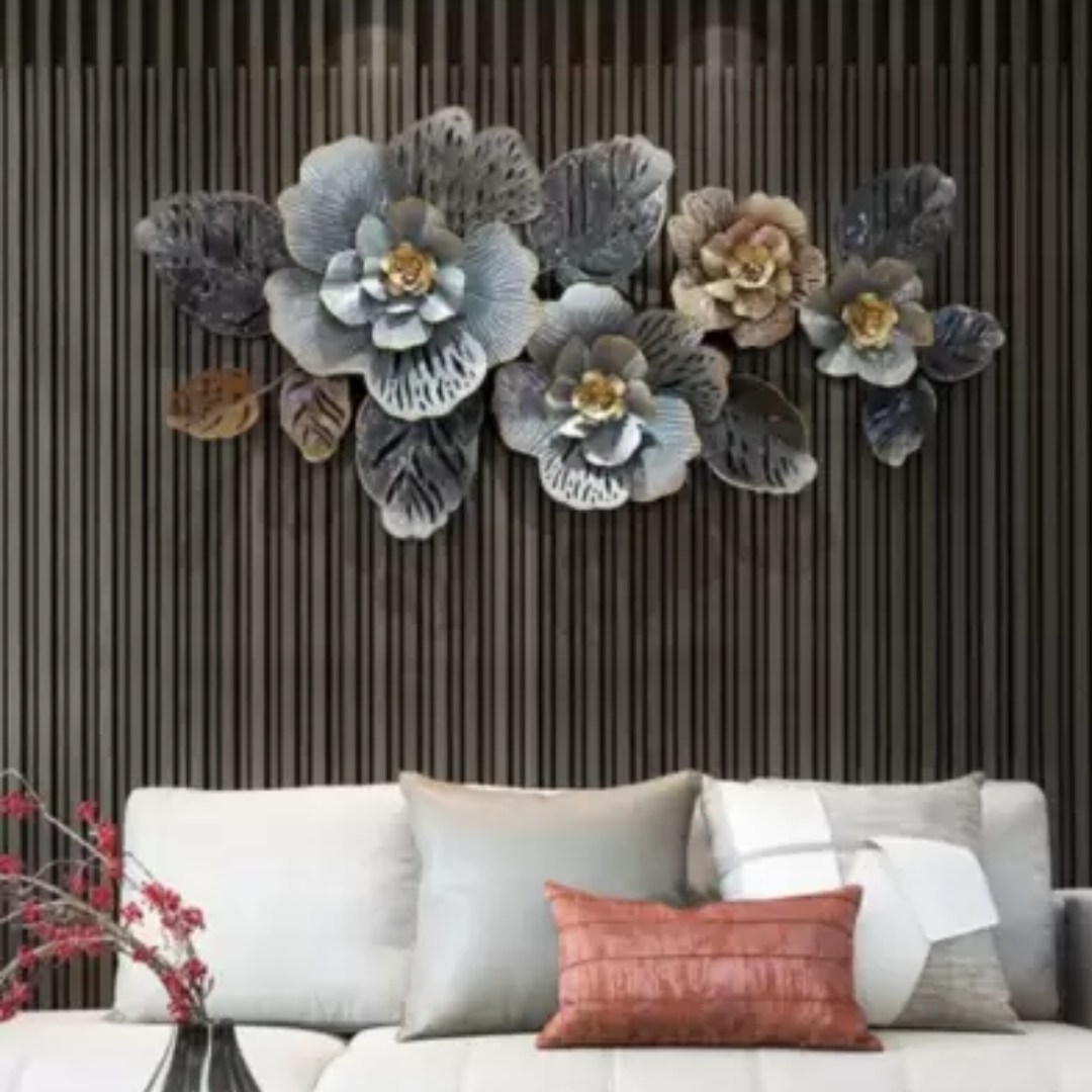 Antique Flowers Metal Wall Art for Living Room