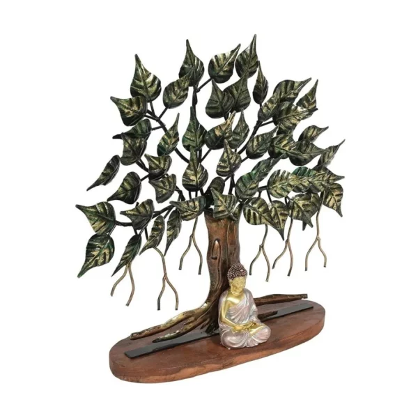 Big-Buddha-under-tree-multi-colored-metal-figurine-for-wall