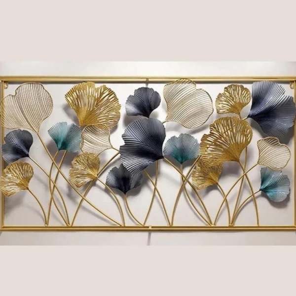 Luxurious Multicolor Metal Leaf and Flower Wall Decor Frame Online - Buy Stunning Home Wall Sculpture for Home Decor (48×24 Inches)