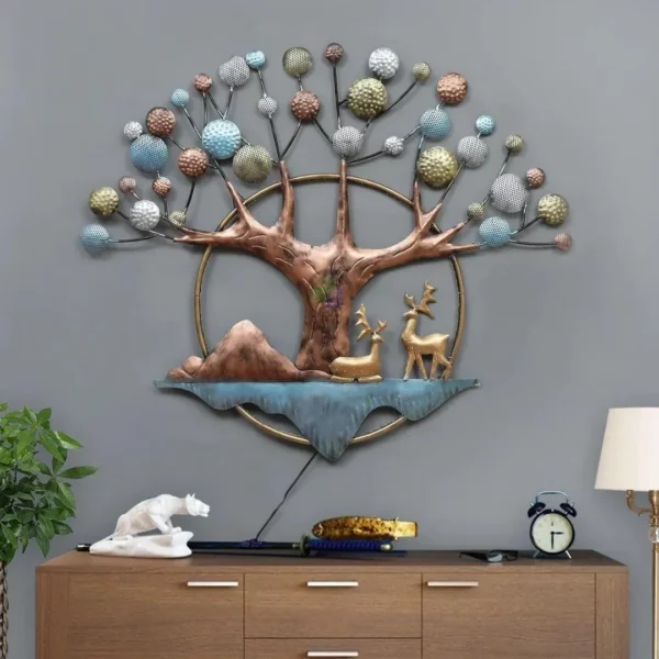 Deers-Under-Tree-and-Full-Moon-Wall-Art-Size-42×36-Inches