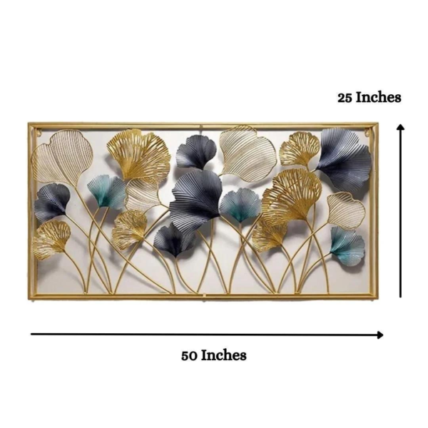 Luxurious Multicolor Metal Leaf and Flower Wall Decor Frame Online - Buy Stunning Home Wall Sculpture for Home Decor (48×24 Inches)