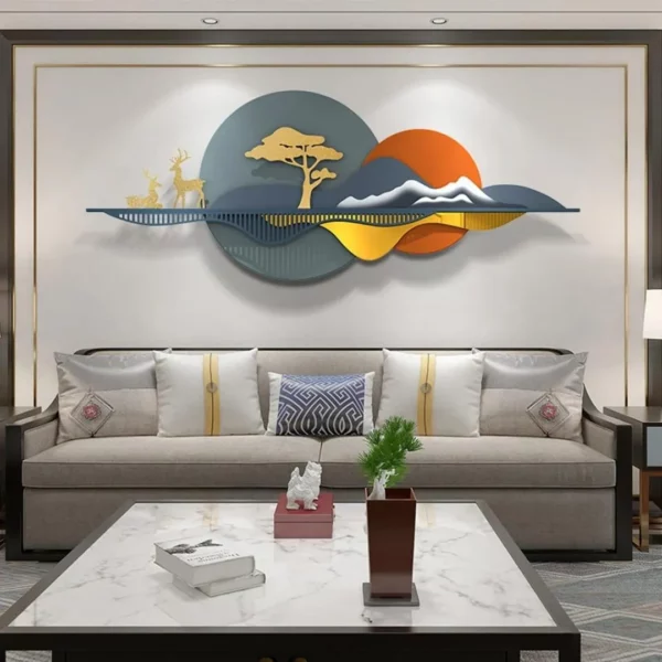 Giant Mountain Tree and Deer Wall Hanging for Living