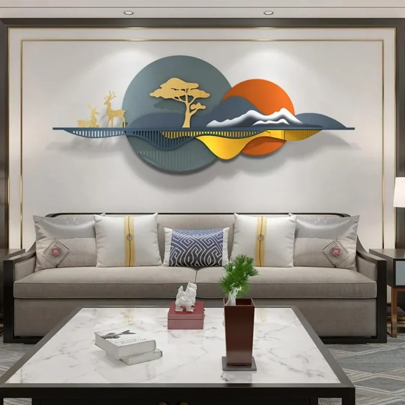 Giant Mountain Tree and Deer Wall Hanging for Living