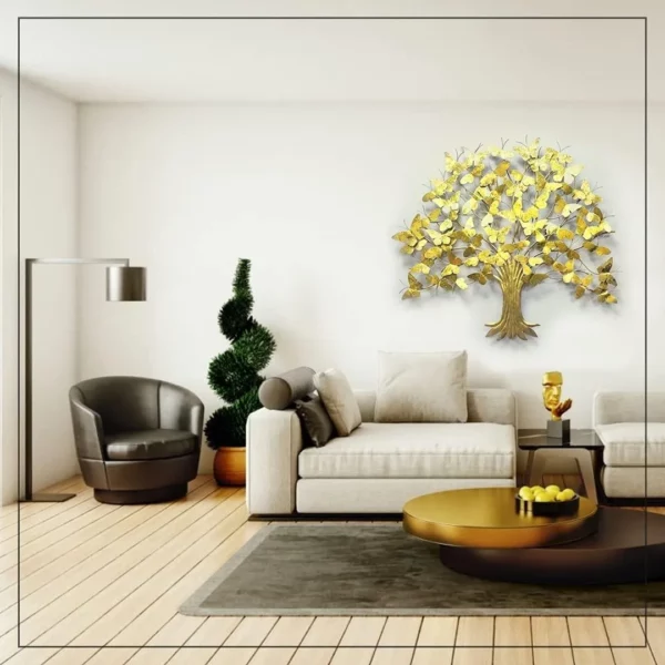 Golden-Butterfly-Tree-Wall-Art-for-Bedroom.