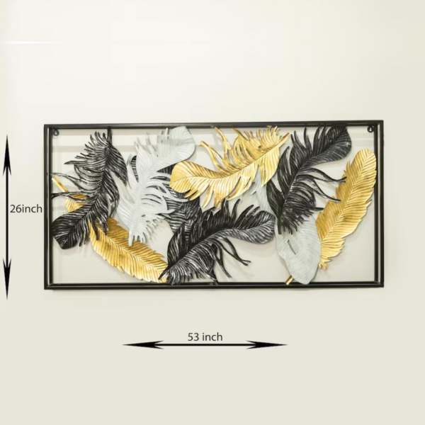 Golden-Iron-Abstract-Wall-Art-Big-Metal-Leaf-Frame