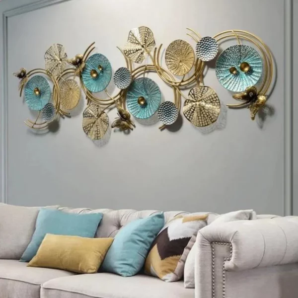 Huge-3D-Lotus-Leaves-Wall-Decoration-Luxury-Metal-Art-for-Bedrooms