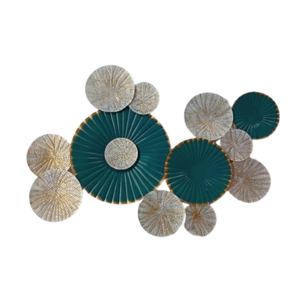Large 3D Green and White Plates Wall Art - Living Room Decor