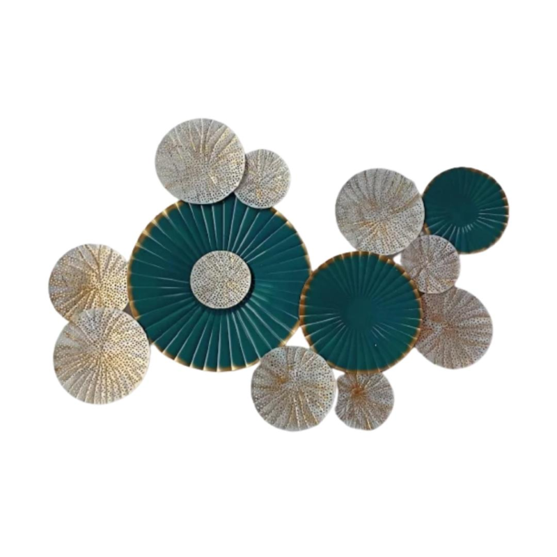 Large 3D Green and White Plates Wall Art - Living Room Decor