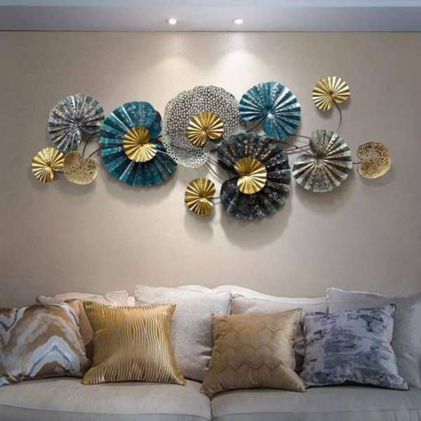 Large Floral Leaf Metal Wall Art for Living Room Decor