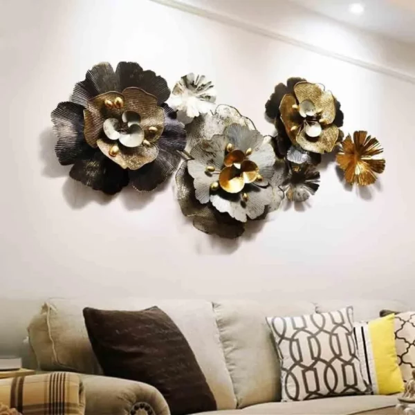 Large-Golden-Grey-3D-Metal-Wall-Art-for-Home-Decor