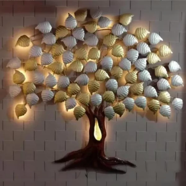 Large-Golden-Silver-Leafy-Metallic-Tree-Wall-Sculpture