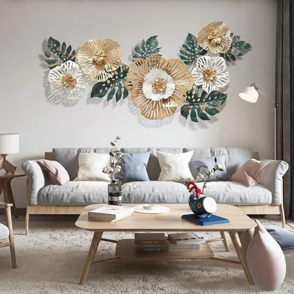 Large-Golden-White-Flowers-Abstract-Metal-Wall-Art.