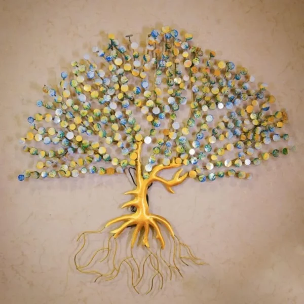 Buy Golden Coin Tree Metal Wall Art Sculpture with LED Lights - Elegant Metal Wall Art Decor for Dining Room, Bedroom, Restaurants (48×48 Inches)