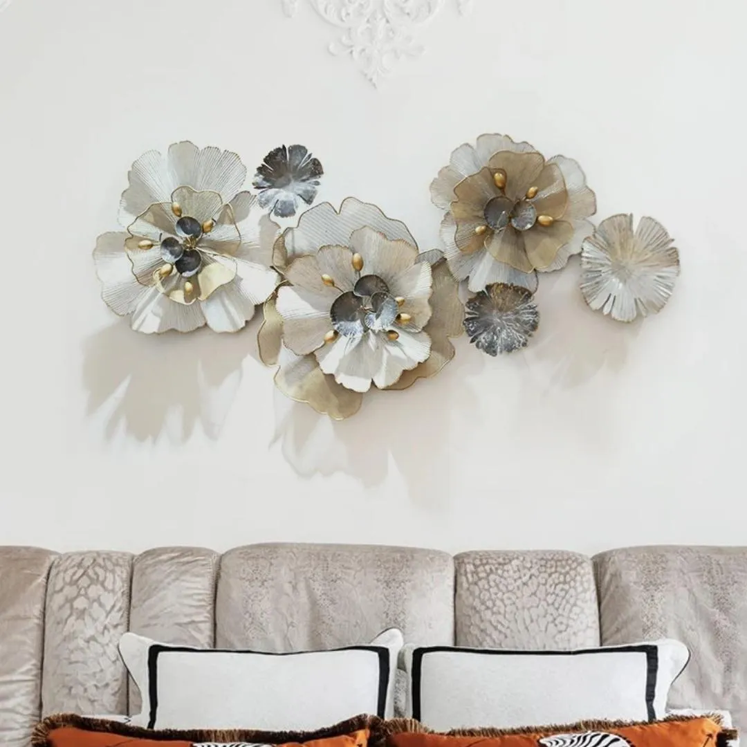 Large-Metal-Floral-Wall-Art-in-Light-Blueish-Grey-Golden