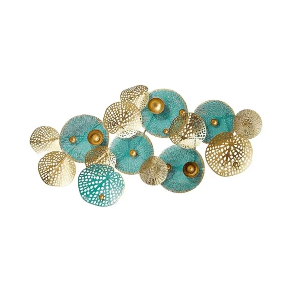 Large-Metal-Wall-Art-Blue-and-Golden-Flowers-Sculpture