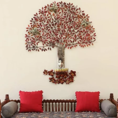Large-Redish-Leafy-Tree-Buddha-Wall-Art