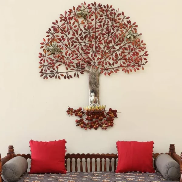 Large-Redish-Leafy-Tree-Buddha-Wall-Art