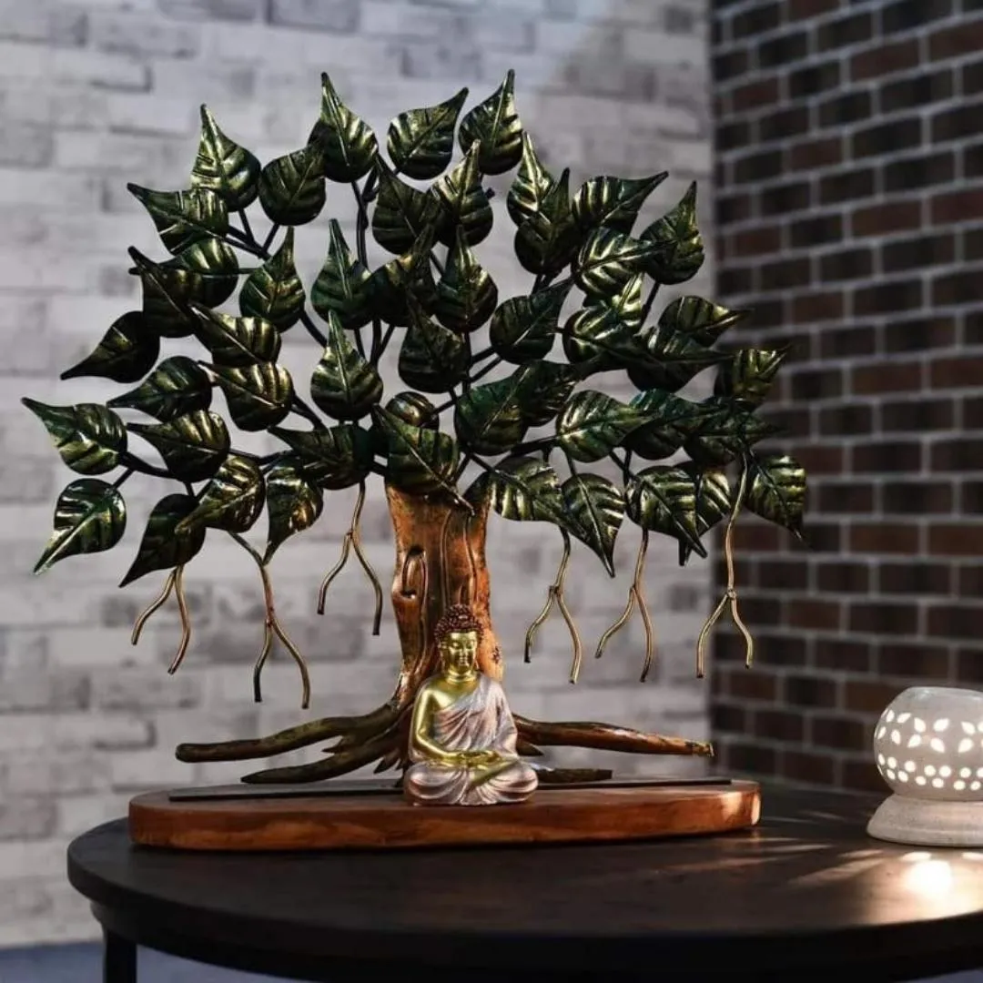 Large-handcrafted-Buddha-under-tree-multi-color-table-decor