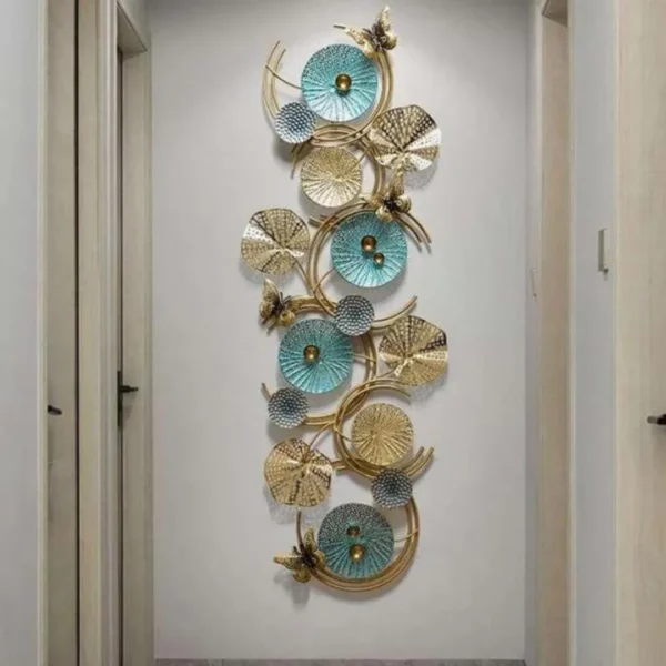 Luxury-Metal-Wall-Hanging-Teal-Floral-Decor-for-Your-Home