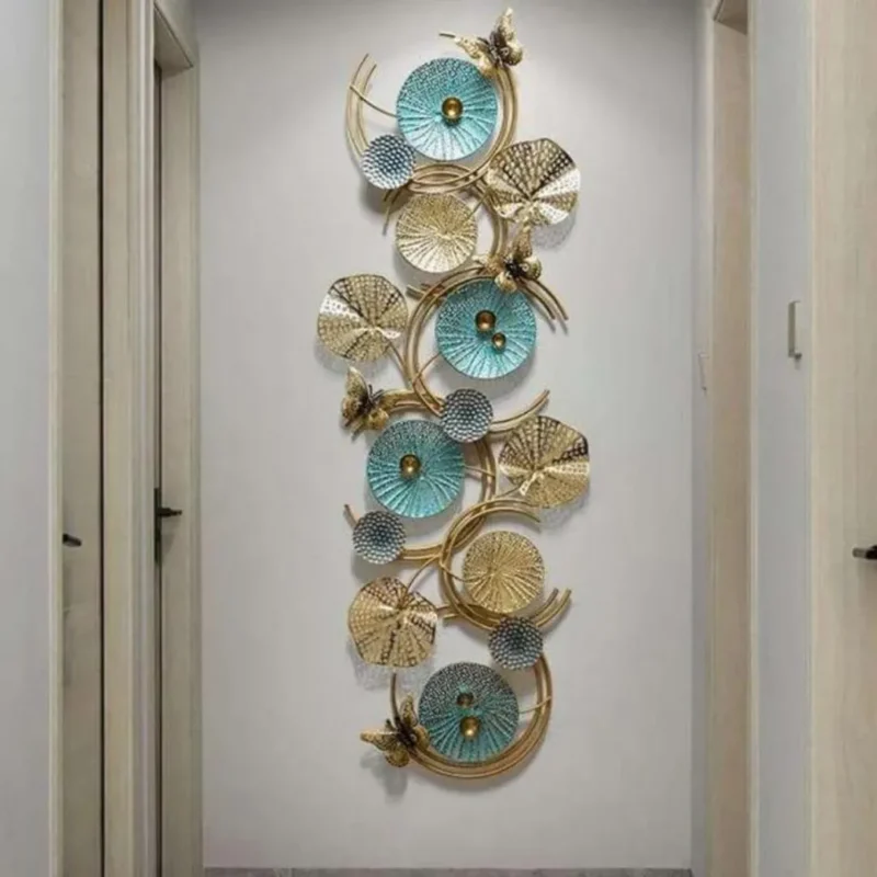 Luxury-Metal-Wall-Hanging-Teal-Floral-Decor-for-Your-Home