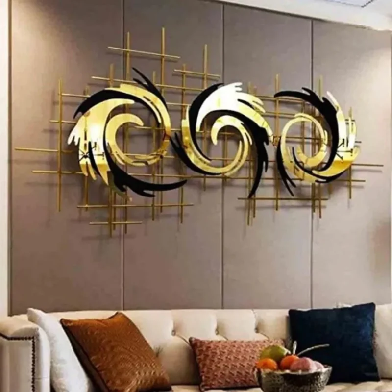 Stunning Black Spiral Illusion with Golden Dragons Metal Wall Art Sculpture Online - Buy Contemporary Metallic Home Decor (60x30 Inches) - Image 8