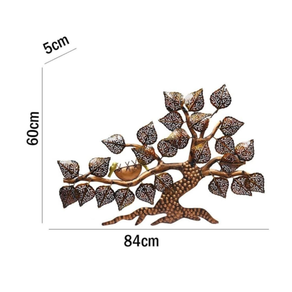 Buy Metallic Iron Bird Nest Tree Wall Art Scuplture with LED Lights Online - Nature-Inspired Home Decor (24x1.5x39 Inch)